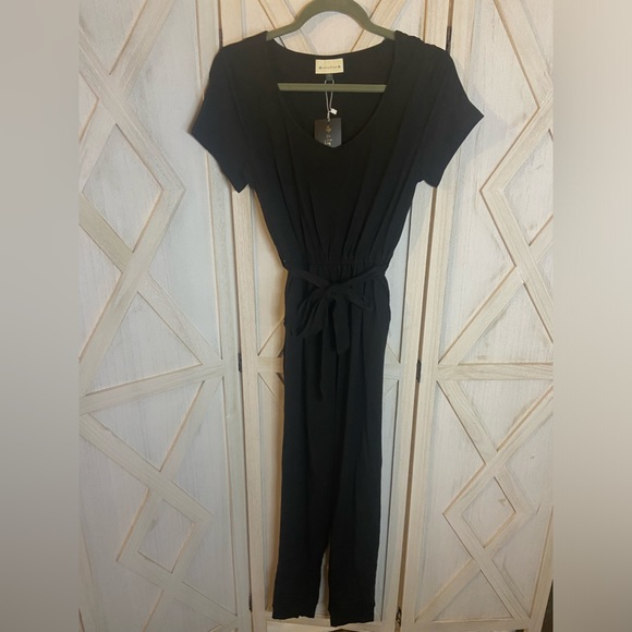 Black jumpsuit_Spring_Small (6)_ Women Black Casual Black Short Sleeve One piece - Picture 2 of 9
